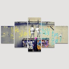 Wall26 – Banksy Life is Short Graffiti Art – Canvas Print Wall Art Set of 5