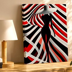 Wall Art Abstract Woman Silhouette Red Black White Striped Modern Poster Print