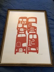 IKEA BILD POSTER RED BIRO ROBOT SIGNED DOUBLE DECKER BUSES KIDS ROOM ART MODERN