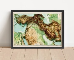 Middle East Map, Persia 2D Relief Map, Middle East Vintage Map – 2D Flat