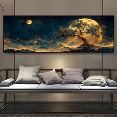 Abstract Tree of Life Moon Canvas Painting Canvas Wall Art Picture Poster Print
