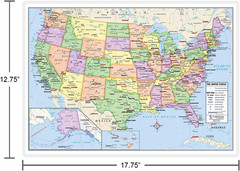 US and World Desk Map (13″ X 18″ Laminated) for Students, Home or Classroom Use