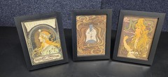 Job Papers Boho Style Art Print 3 Piece Set Framed For Wall Or Tabletop 5×7 Size