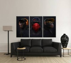 3 Monkeys Printed Canvas Decor, Wall Hanging Decor, Wall Art Canvas, Canvas Prin