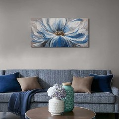 Flower Canvas Wall Art for Living Room Large White Blue Flower Picture Giclee…