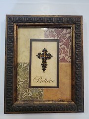 Tan Framed Cross Shadow Box Style believe