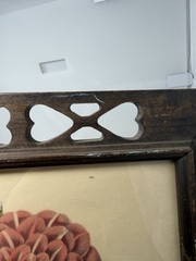 Heart Cutout Wood Frame Camellia Botanical Print Folk Art Wall Decor