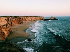 Cliff and Sand Beach in Santa Cruz California Poster Picture Photo Ocean Water
