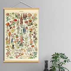 Vintage Flowers Poster Hanger Frame, Plant Floral Reference Chart Wall Decor …