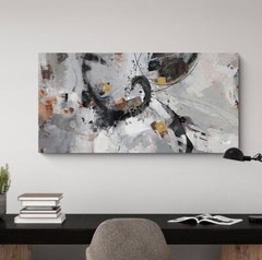 Black and Gray Wall Art – Elegant Ink Style Canvas Abstract Wall Decor 60″x120″