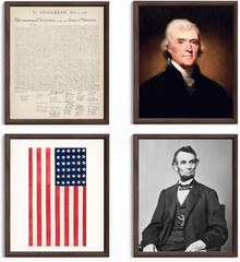 American History Wall Art Set of 4 – 8X10″ Vintage Patriotic Prints Featuring Th