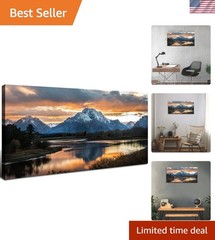 Sunset Mountain Wall Art for Living Room Nature Grand Teton Landscape Canvas …