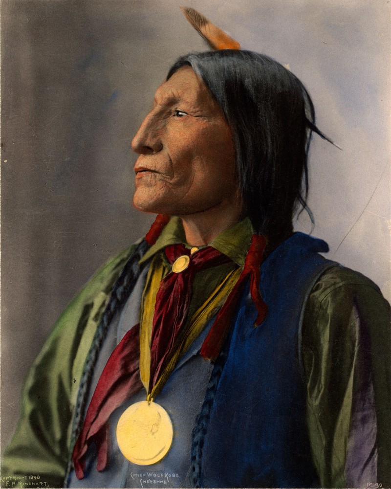 1898 Native American Indian Chief Wolf Robe Cheyenne Wall Art Print History