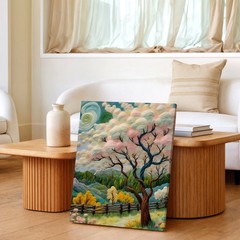 Wall Art Quirky Blossom Tree Landscape Pastel Cloud Sky Floral Gallery Print