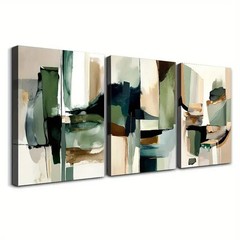 3pcs Green, Beige, Brown, Black, White GB Wall Art Canvas Framed 50x70cm