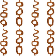 Wenqik 8 Pack Mid Century Modern Wall Art Decor Large Wood Abstract Brown FAST