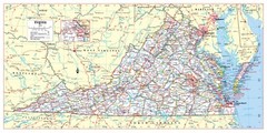 Virginia State Wall Map Large Print Poster – 36″Wx18″H