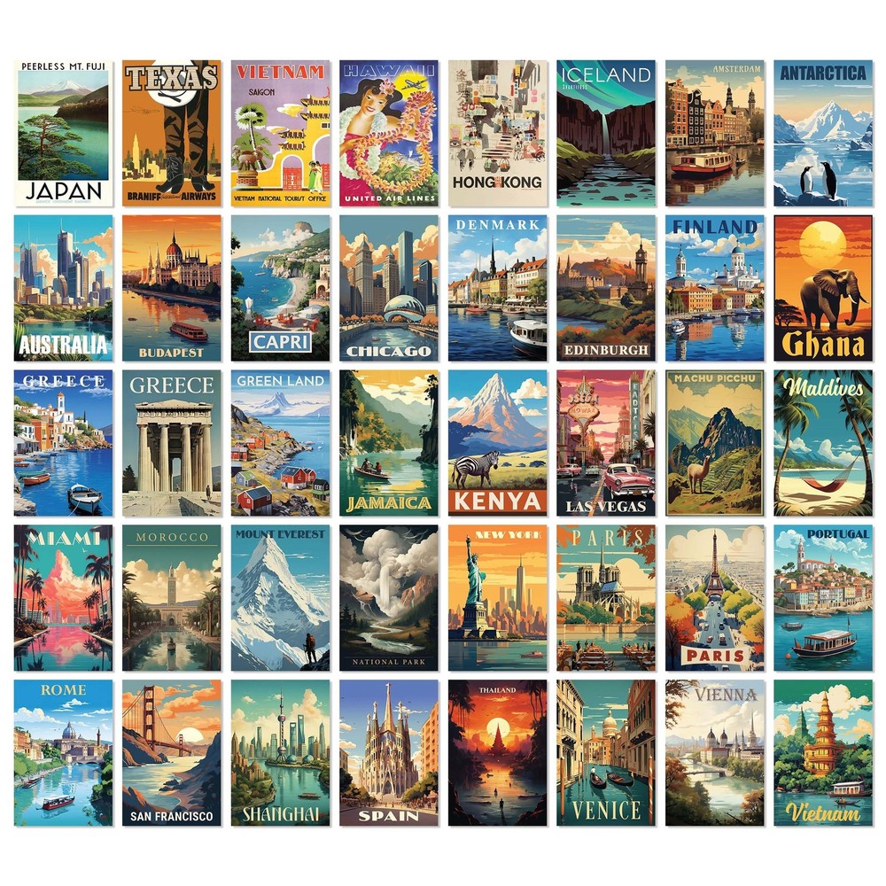 97 Decor Vintage Travel For Home – 40 Pcs 4×6 Inches, Poster 2
