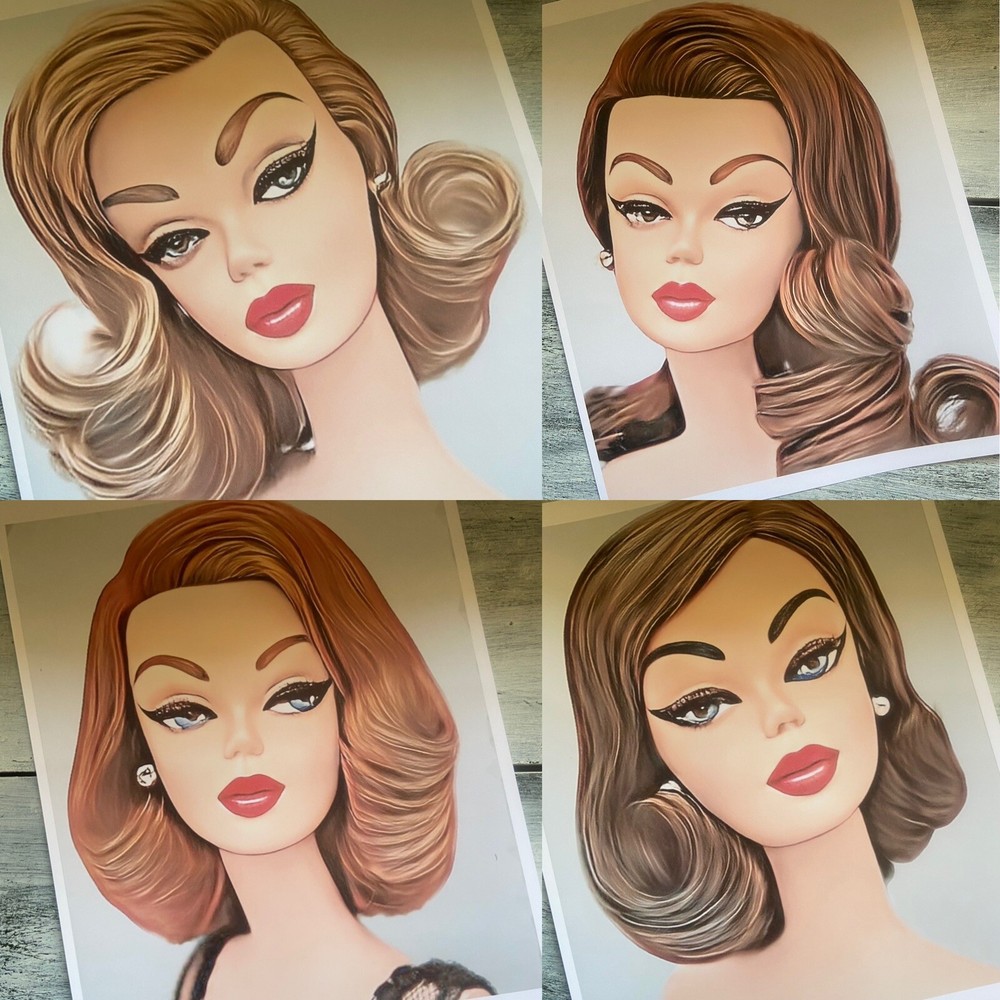 Retro Barbie 8×10 Portrait Art Print Set Of 4 – Silkstone Blonde Beauties