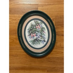 Home Interior Vintage Oval Framed Hummingbird & Honeysuckle Don Kent Set 1994