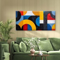 Geometric Abstract Color Blocks Unframed Canvas Painting for Living