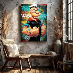 Canvas Graffiti Sailor Cartoon Character Poster Colorful Urban Street Print
