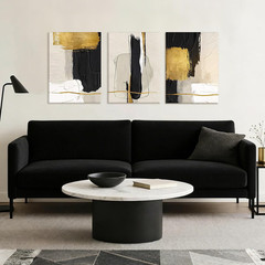 Black White Gold Abstract Canvas Art Set – Modern Minimalist Decor 16×24