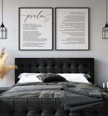 Psalm 51, Bible Verse, Set of 2 Poster Prints, Minimalist Home Wall Art Decor