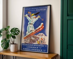 Austria – Zillertal thermalbad hintertux lanersbach – 1955 Retro Travel Poster