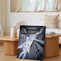 Dramatic Low-angle View Of Towering Skyscrapers Converging Towards A Wall Art