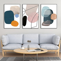 3 Piece Abstract Canvas Wall Art Set Framed Modern Orange Blue Home Decor