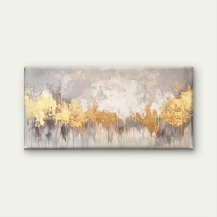 Abstract Golden & Grey Unframed Canvas Painting for Living