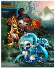 Strangeling Ninja Dragonlings – 11×14 Unframed Art Print Poster – Decor and Gift