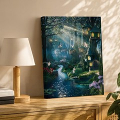 Whimsical Fairy Village Nestled Within A Lush, Enchanted Wall Art Canvas Print