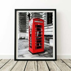 Red Telephone Booth Classic London Street Art Poster Print. Great for White Wall