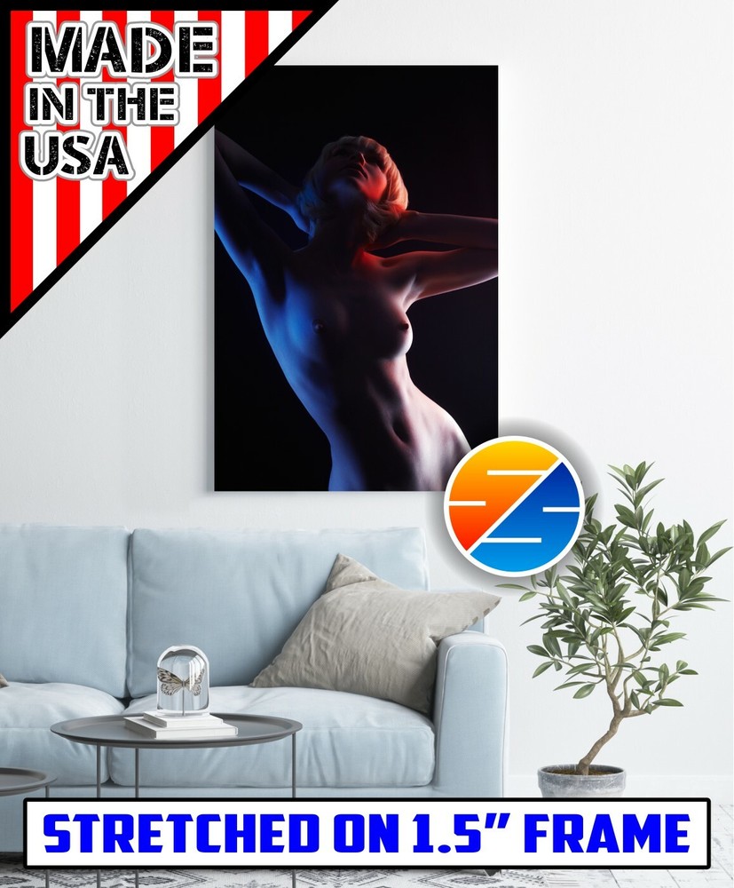 Beautiful woman nude print canvas wrapped frame 32″x48″ high quality padded ship