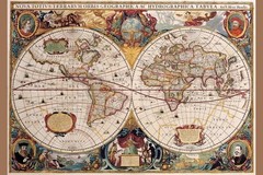 World Map Poster 17th Century Vintage Globe Projection Nautical Art Poster 16×24