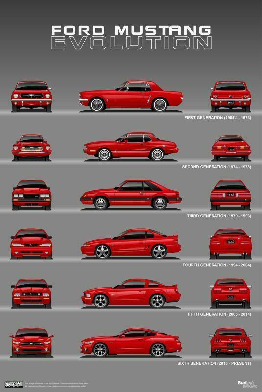 FORD MUSTANG EVOLUTION Wall Poster Vintage Retro Promo Poster – POSTER 20×30