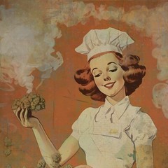 Retro CANNABIS CHEF Wall Art, Vintage Stoner Kitchen Decor, Pothead Cook Poster