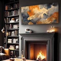 Abstract Clouds Wall Art Sky Landscape Home Decor Wall Mural,DIY Framed 24″x48″