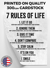 HoneyKick 7 Rules of Life Motivational Wall Art Poster 11×14 White Cardstock