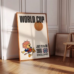 1966 World Cup Poster Vintage Soccer Football Wall Art Retro Print Decor