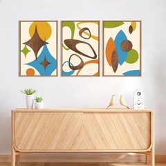 Earth Tone Mid Century Modern Wall Decor – Set of 3