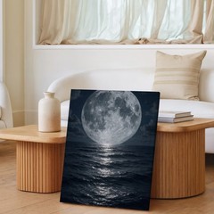 Full Moon Ocean Night Sky Canvas Wall Art Large Lunar Landscape Wall Decor Print