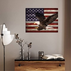 tigeridge Rustic American Flag Canvas Wall Art 16″L x 12″W,