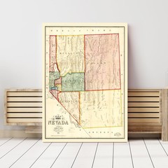 Old Map of Nevada 1866 – Vintage Nevada Art