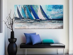 Waterproof Nautical Blue Sailboat Wall Art – Perfect for Any Room 40×20