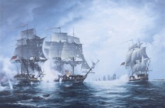 The Naval Battle of Flamborough Head Painting Canvas Print 35″ John Paul Jones