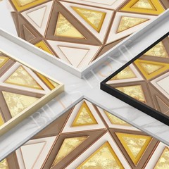 Gold Geometric Wall Art Print 12″x18″ UNFRAMED, Modern Living Room Decor Artwork