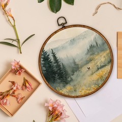 BCUANGD Vintage Forest Round Wall Art Decor – Retro Floral Botanical Wall Art…